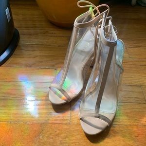 Nude/Clear Open-Toe Booties